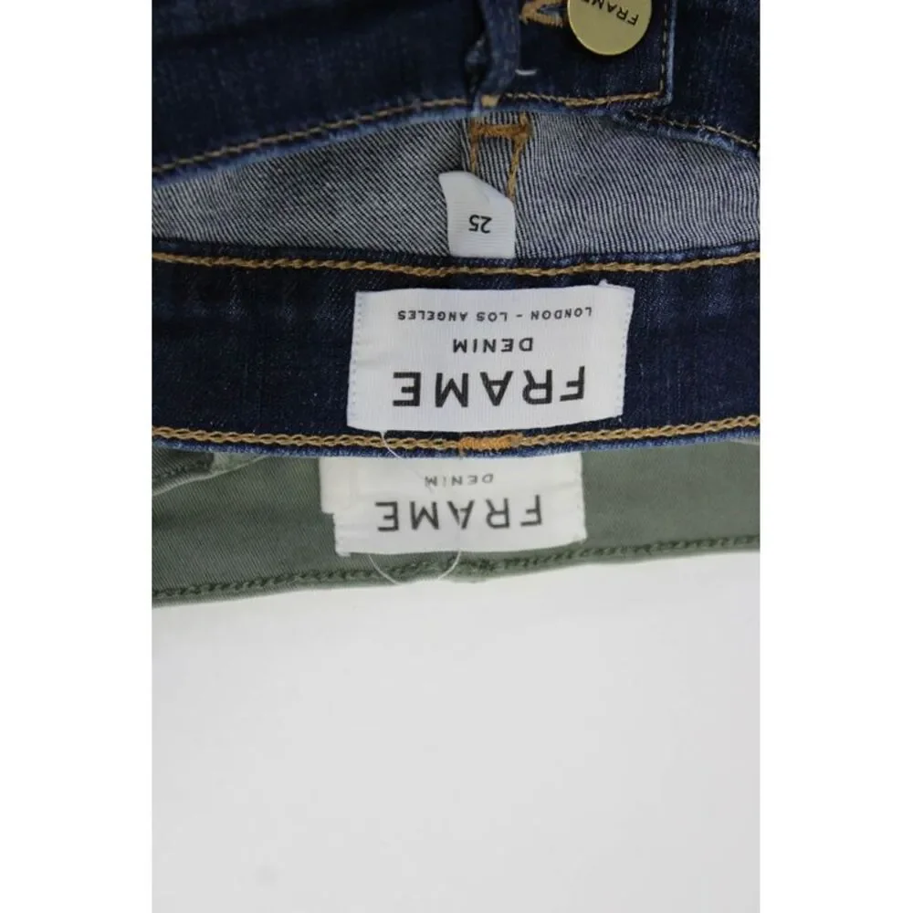 Frame Denim Womens Zippered Skinny Cargo Pants Jeans Green Blue Size 25 26 Lot 2 - Picture 3 of 3